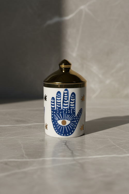 10 oz. Soy Wax Artisanal Ceramic Candle Jar with Lid - "Cran Secco"