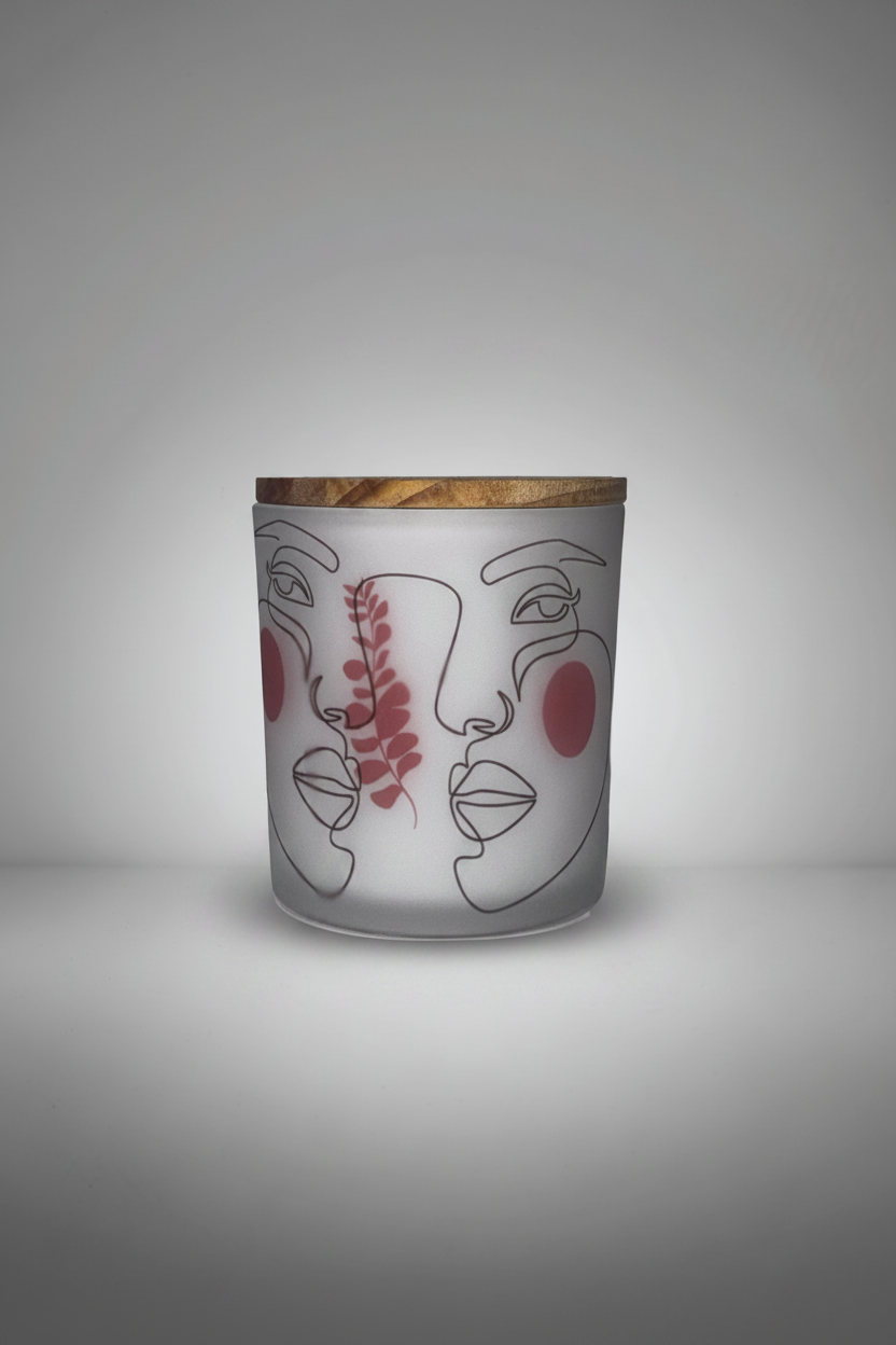 5.5 oz. Soy Wax Abstract Glass Candle Jar with Bamboo Lid
