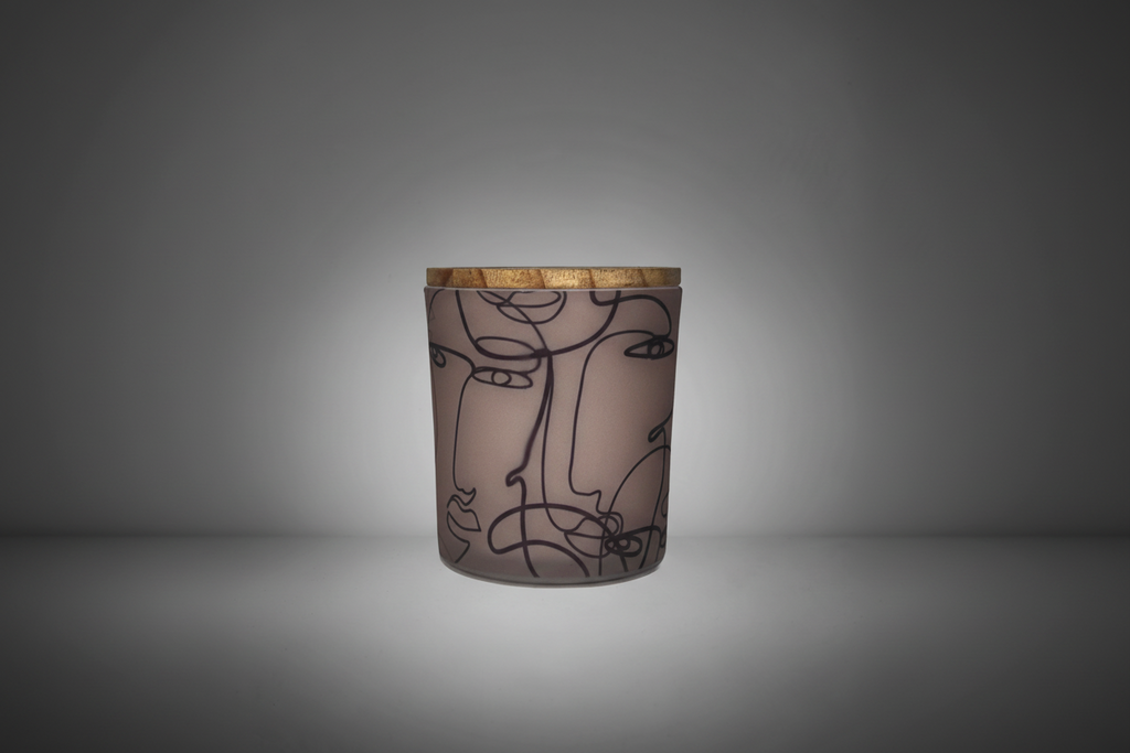5.5 oz. Soy Wax Abstract Glass Candle Jar with Bamboo Lid