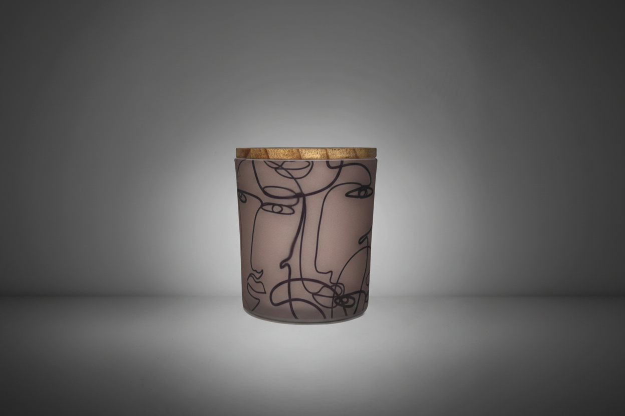 5.5 oz. Soy Wax Abstract Glass Candle Jar with Bamboo Lid