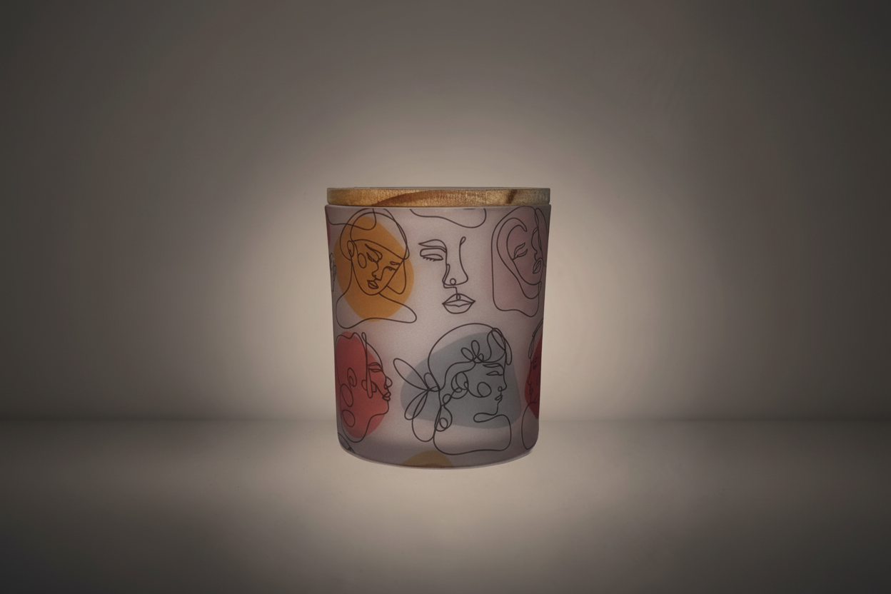 5.5 oz. Soy Wax Abstract Glass Candle Jar with Bamboo Lid