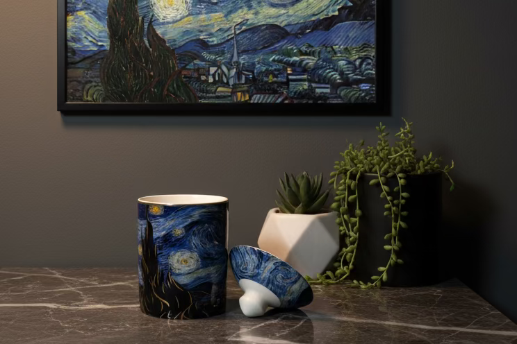 10 oz. Soy Wax Ceramic Candle Jar with Lid - “A Starry Night”